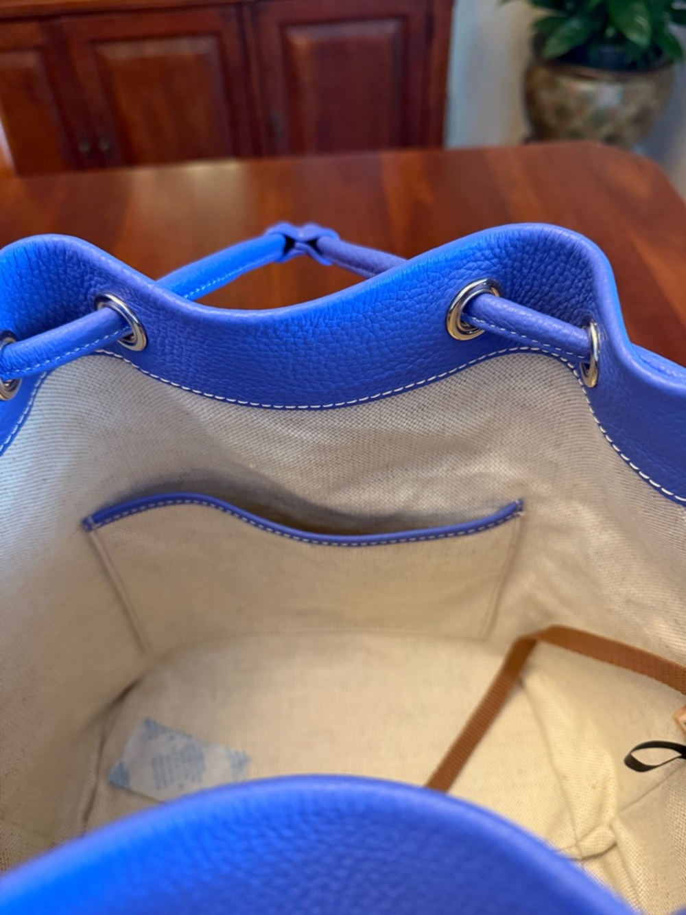 NWOT Dooney & Bourke Lucca Leather Drawstring Bag with Multi-Color Tassels - Picture 12 of 16